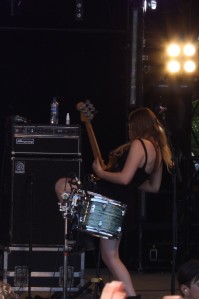 Este being a bad ass bass player. Her glucose spray is on the speaker automatically making it the coolest medical kit ever!